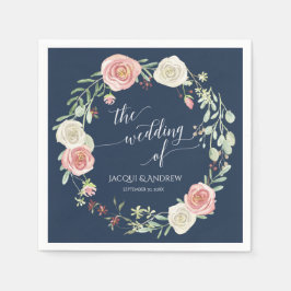 Guardanapo De Papel Marinho e Blush Wedory White rose Eucalyptus