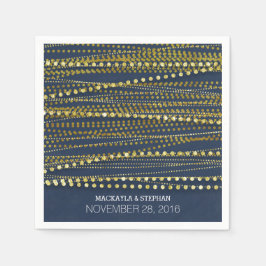 Guardanapo De Papel Marinho e Casamento Dourado