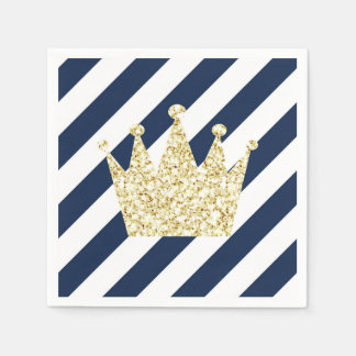 Guardanapo De Papel Marinho e Dourado Príncipe Crown Napkins