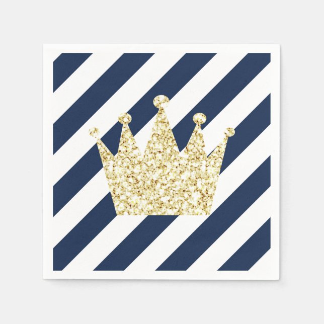 Guardanapo De Papel Marinho e Dourado Príncipe Crown Napkins (Frente)