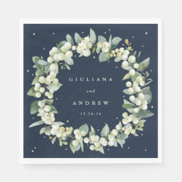 Guardanapo De Papel Marinho Elegante Snowberry+Eucalyptus Wreath Casam