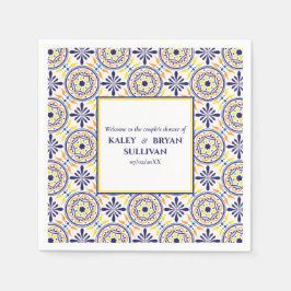 Guardanapo De Papel Marinho espanhol Azulejo amarelo casamento mediter