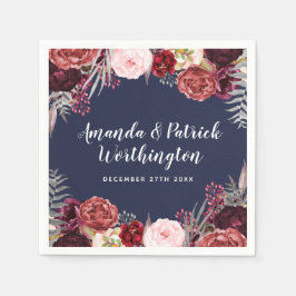Guardanapo De Papel Marinho Fall Marsala Blush Peony Wedkins