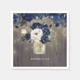 Guardanapo De Papel Marinho Floral Mason Jar Rustic