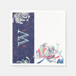 Guardanapo De Papel Marinho Floral Moderno Casamento Azul