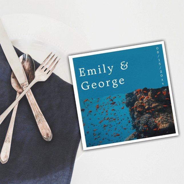 Guardanapo De Papel Marinho Mar Submarino Recifes de Peixes Oceanos Ca (Criador carregado)