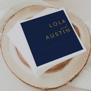 Guardanapo De Papel Marinho mínimo moderno azul   Casamento Dourado d