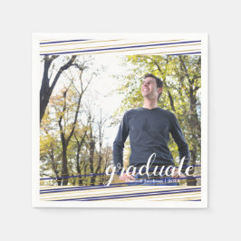 Guardanapo De Papel Marinho moderno e Dourado Partido Formando Striks 