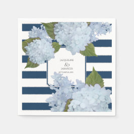 Guardanapo De Papel Marinho Náutico Azul, Branco, Hydrangea Floral