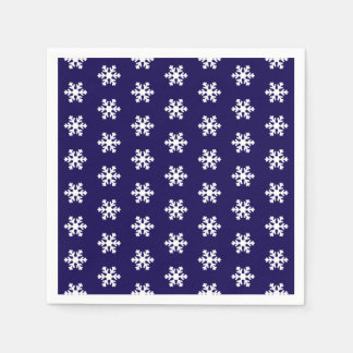 Guardanapo De Papel Marinho Padrão Floco de Neve Azul e Branco Inverno
