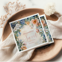 Guardanapo De Papel Marinho romântico Pastel Wildflower Sweet 16