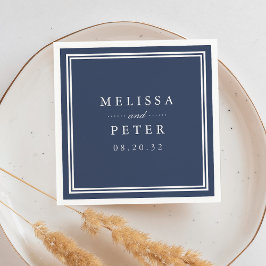 Guardanapo De Papel Marinho Simples e Casamento Branco