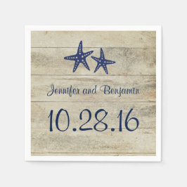 Guardanapo De Papel Marinho Starfish Rustic Driftwood Beach Casamento