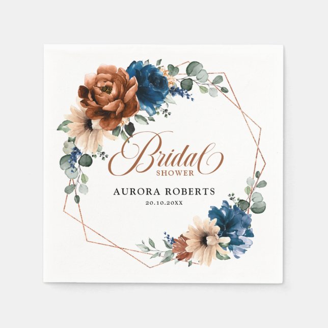 Guardanapo De Papel Marinho Terracotta Chá de panela Verde Azul (Frente)