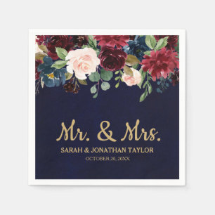 Guardanapo De Papel Marinho Vermelho Floral Rústico Papel Náutico