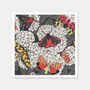 Guardanapo De Papel Mariposas em hortênsia branca