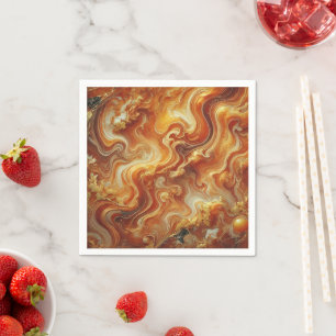 Guardanapo De Papel Mármaco Dourado e Laranja Découpage Napkins