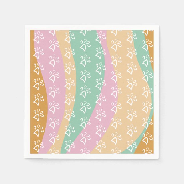 Guardanapo De Papel Mármore Estampa de Pata de Animal Retro Groovy   (Frente)