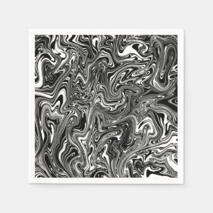 Guardanapo De Papel Mármore Líquido abstrato Preto e Branco