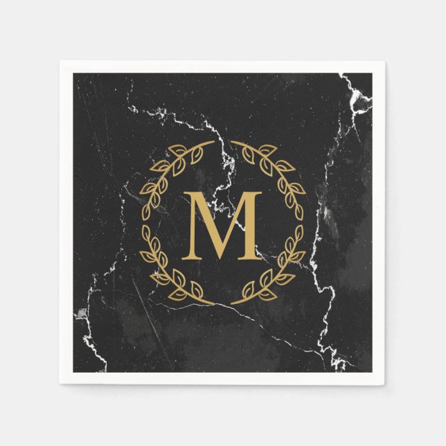 Guardanapo De Papel Mármore Negro (Frente)