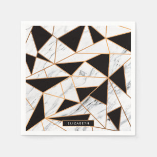 Guardanapo De Papel Mármore Preto e Branco