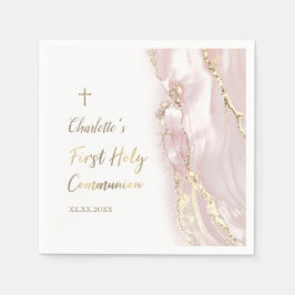 Guardanapo De Papel mármore rosa fluido Primeira Comunhão