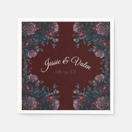 Guardanapo De Papel Maroon Autumn Floral Wedding