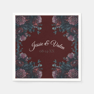 Guardanapo De Papel Maroon Autumn Floral Wedding