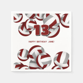 Guardanapo De Papel maroon cinza volleybolas rapazes festa de aniversá