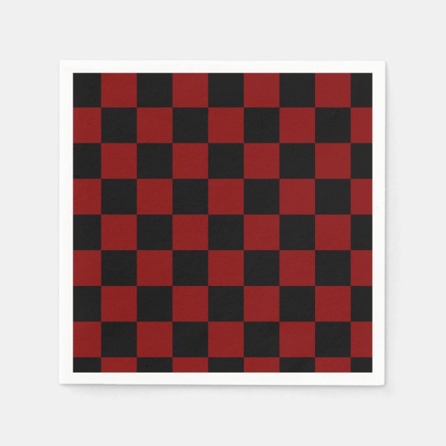 Guardanapo De Papel Maroon e Black Checkage (Frente)