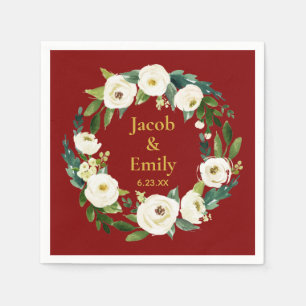 Guardanapo De Papel Maroon Greenery Personalizado Nomes