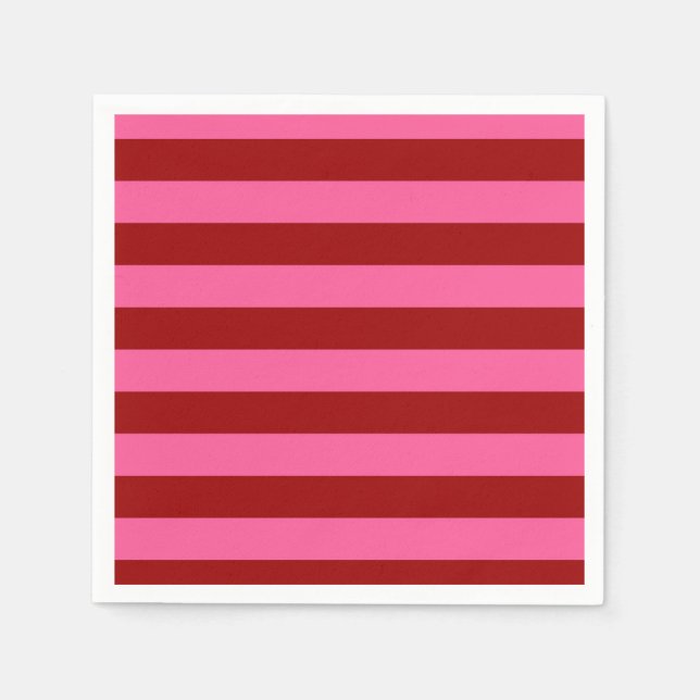 Guardanapo De Papel Maroon Red Pink Stripes Design (Frente)