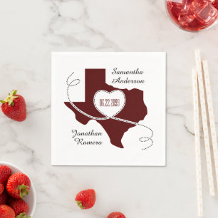 Guardanapo De Papel Maroon Texas Curling Ribbon Data de Casamento