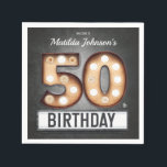 Guardanapo De Papel Marquee Glamoroso da Broadway 50th Birthday Person<br><div class="desc">Broadway 50º Aniversário Glamorosa Marquee Custom Napkins. Um design de convite de aniversário que é divertido e teatro temido com um cartaz marquee vintage, texto estilhaçado que adiciona elegância e drama! Excelente para uma comemoração de aniversário temática para um filme, uma Broadway ou um teatro ou apenas para diversão! Veja...</div>