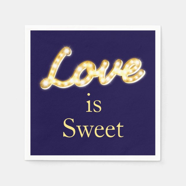 Guardanapo De Papel Marquee Lights Love is Sweet Napkin - azul (Frente)