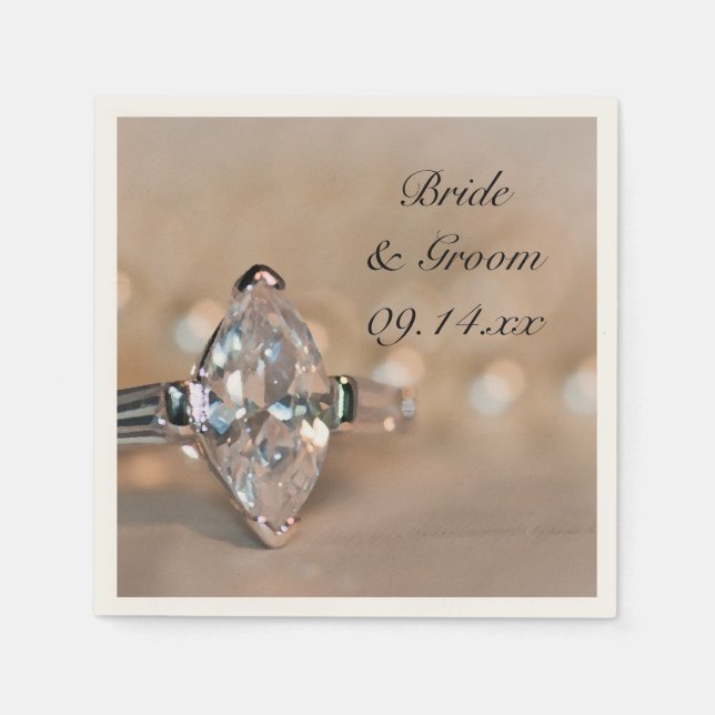 Guardanapo De Papel Marquise Diamond Noivado Ring Wedding (Frente)
