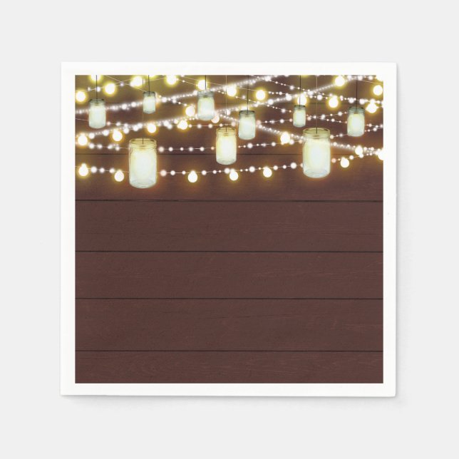 Guardanapo De Papel Marrom Wood & String Lights Country Festa Russa (Frente)