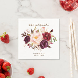 Guardanapo De Papel Marsala Flowers Chá de panela Recepção de casament