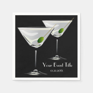 Guardanapo De Papel Martini Cockatl Party Event Black Napkin