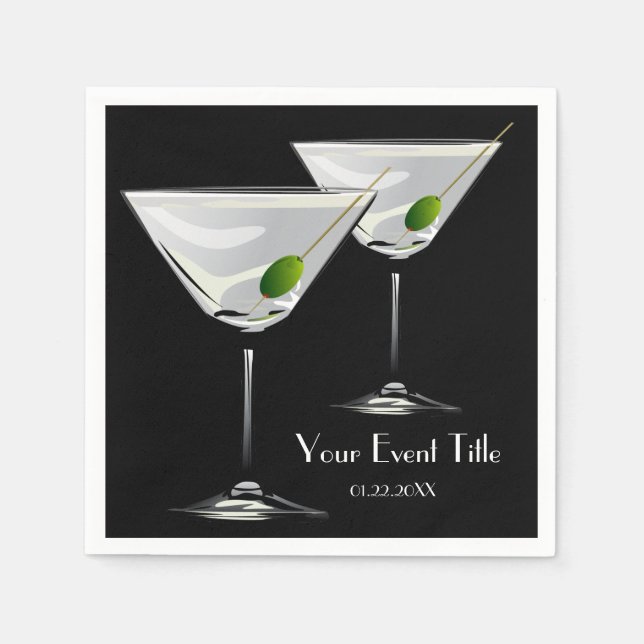 Guardanapo De Papel Martini Cockatl Party Event Black Napkin (Frente)