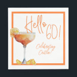 Guardanapo De Papel Martini Glass 60th Birthday Paper Napkin<br><div class="desc">Martini Glass 60th Birthday Paper Napkin</div>