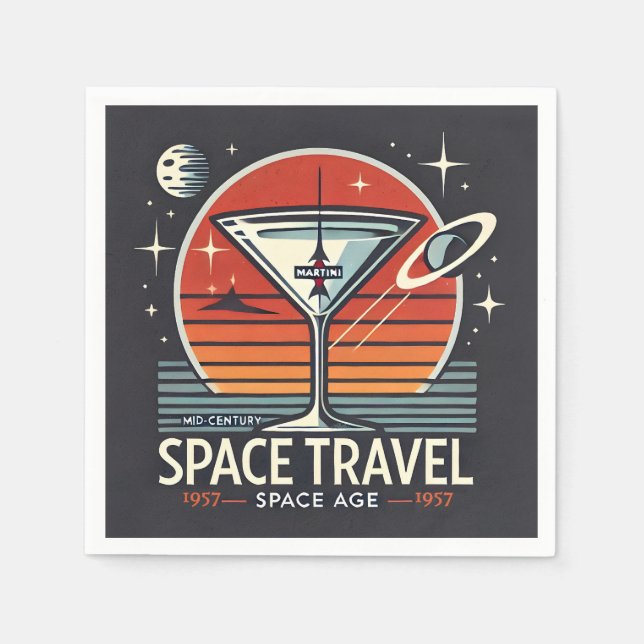 Guardanapo De Papel Martini Space Travel 1957 Space Age Logo (Frente)
