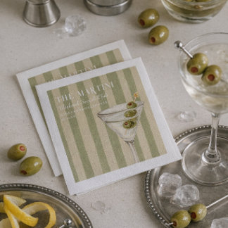 Guardanapo De Papel Martini Weekend Social Club Green Stripes