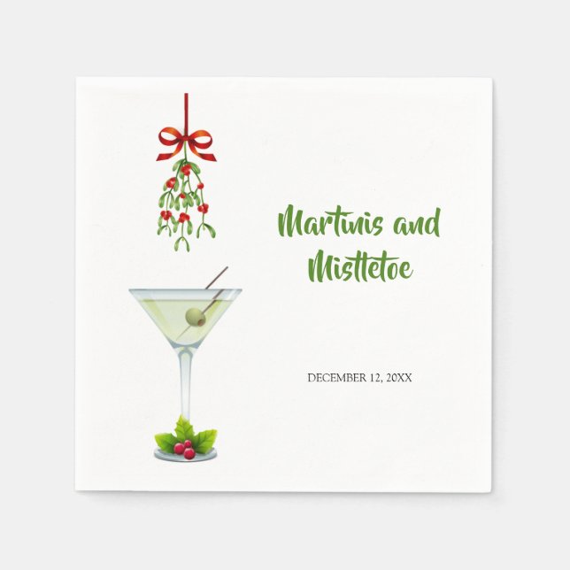 Guardanapo De Papel Martinis e Mistletoe Christmas Napkins (Frente)