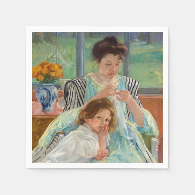 Guardanapo De Papel Mary Cassatt - Jovem Mãe costurando (Frente)