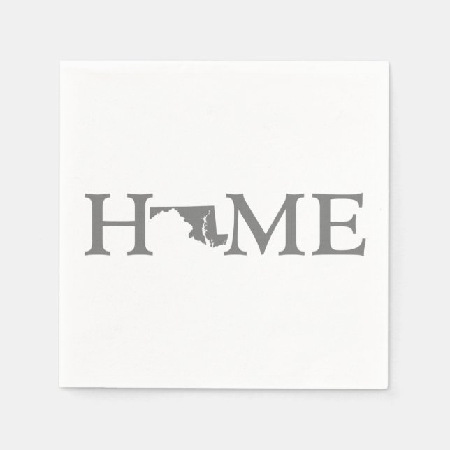Guardanapo De Papel Maryland Home State Cinza Word Art Paper Party (Frente)