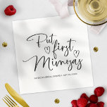 Guardanapo De Papel Mas primeiro Chá de panela de Mimosas<br><div class="desc">Um guardanapo simples e bonito para um chá de panela. Sua na moda e design de caligrafia elegante impressionam seus convidados. Você pode personalizá-lo para qualquer cor de sua escolha. Se você precisar de qualquer personalização,  como mudar a cor,  entre em contato comigo antes de comprar.</div>