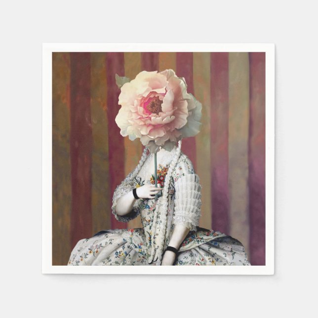 Guardanapo De Papel Máscara de Peony Rosa Intrigue Floral (Frente)