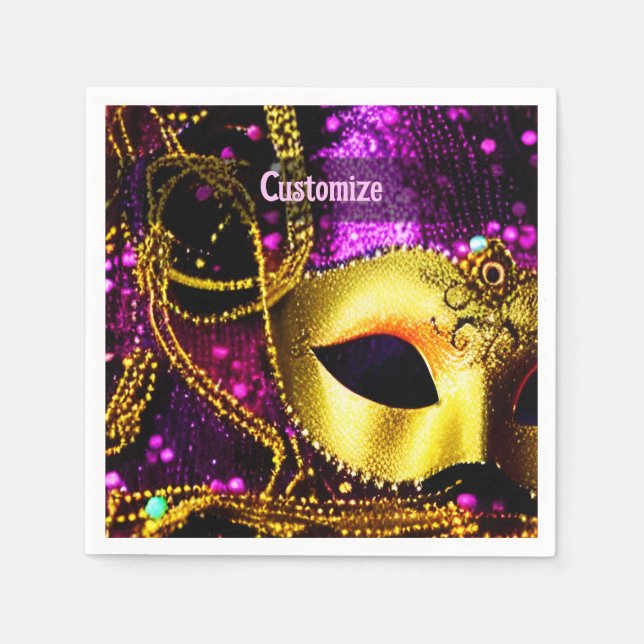 Guardanapo De Papel Máscara Dourada Elegante (Frente)