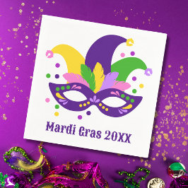 Guardanapo De Papel Máscara Dourada Mardi Gras Verde Roxo